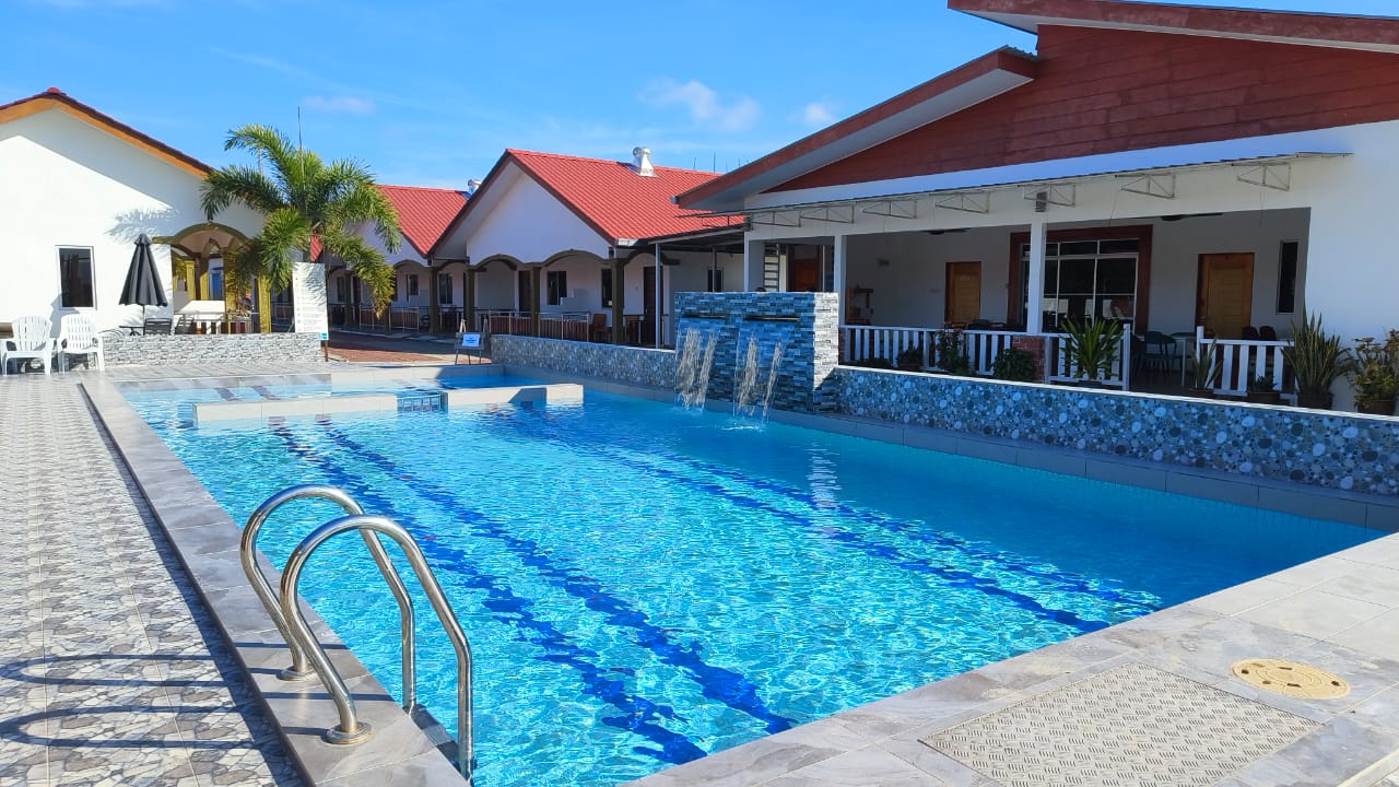 Pool and chalets at The Nutshell Chalet